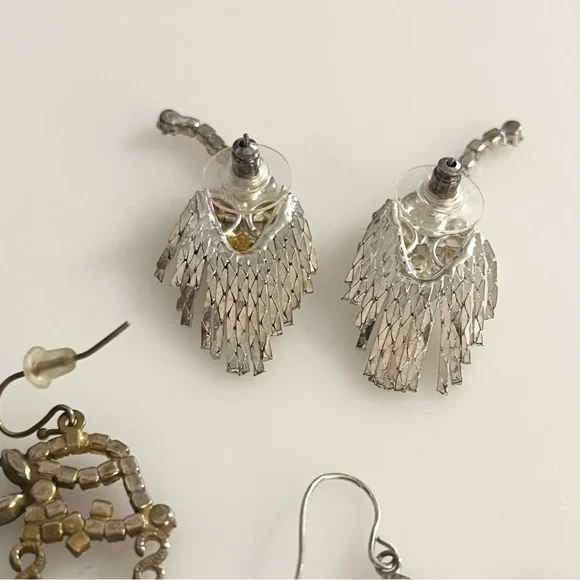 Holiday Christmas Vintage Santa Clause Stocking Gem Rhinestone Earrings - Picture 10 of 16